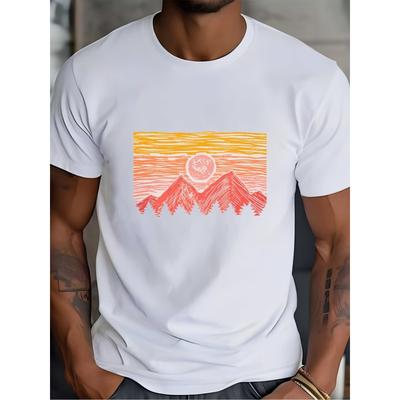 European Sizes Sunrise Mountain T-shirt - Perfect Gift for Summer Festivals, Ideal for Company Team-Building, Trendy Summer Outfit, Casual Wear