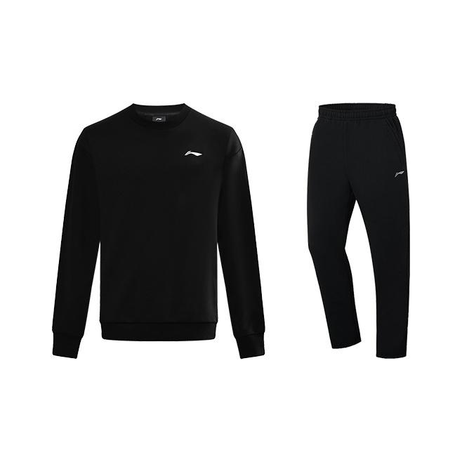 Li-Ning Creative Print Heavyweight Round Neck Fleece Pullover Sweatshirt Unisex Sweatshirt AWDUG77-1+AKLT243-1