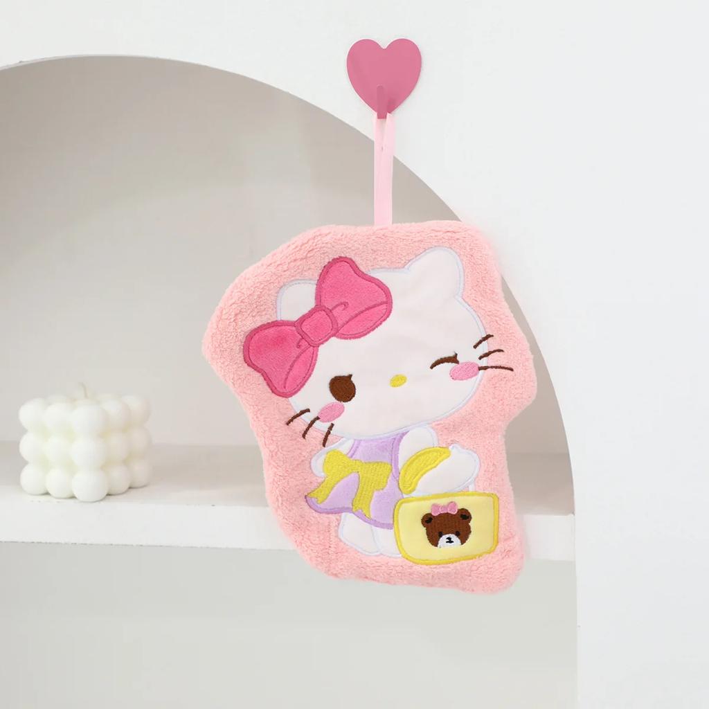 Hello Kitty Towel Kitchen Bathroom Kawaii Cinnamoroll Coral Velvet Hanging Kitchen Children'S Absorbent Hand Towel Square Towel