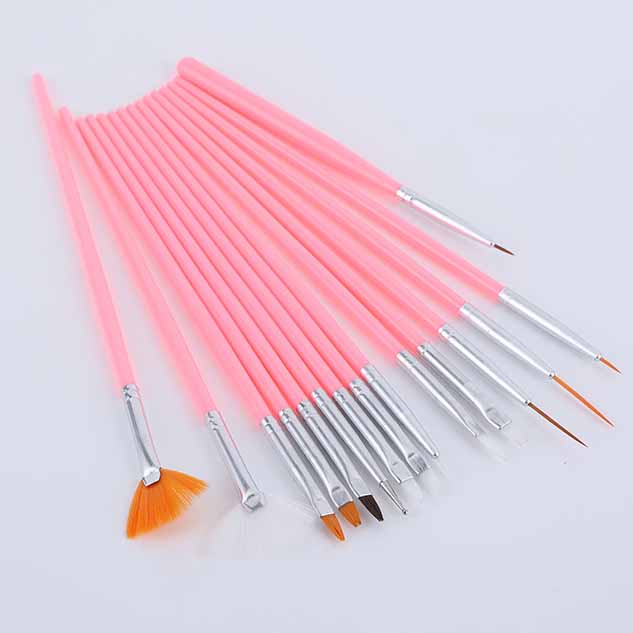 15pcs Dotting & Line Drawing Nail Art Brush Set Gel Polish Dot Pen Detailing Striper Brushes Manicure Decorating Kit Tools
