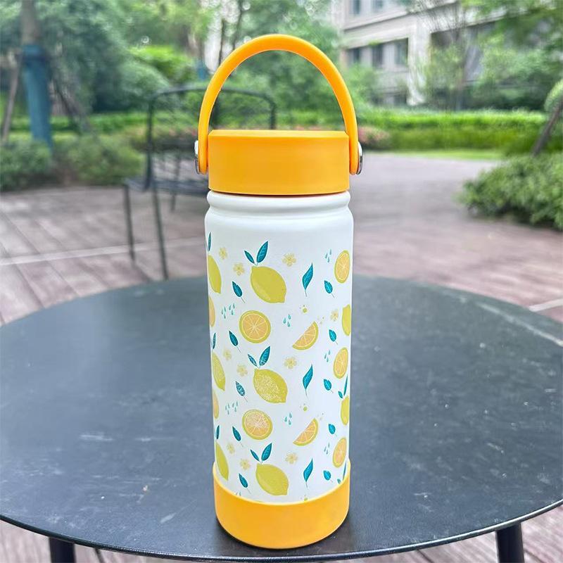Insulated Water Bottle Floral Printed Stainless Steel Leak Proof Reusable for Office Women Girls Daily Drinking