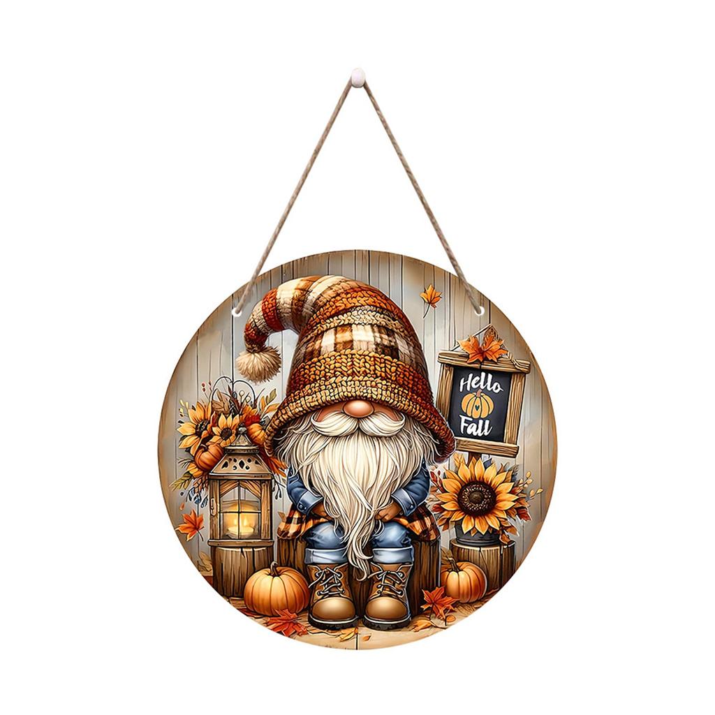 Fall Door Sign Decor  Gnome Hanging Sign For Front Door Sunflowers Fall Welcome Wreaths Sign Fall Door Hanger Sign For Thanksgivin