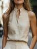 2026 Sleeveless Stand-up Collar Women's Summer Shirt - Elegant & Casual Style