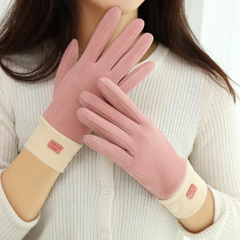 Women Autumn Winter Keep Warm Touch Screen Thin Plus Cashmere Solid Simple Style Gloves Cycling Drive Fashion Elegant Windproof