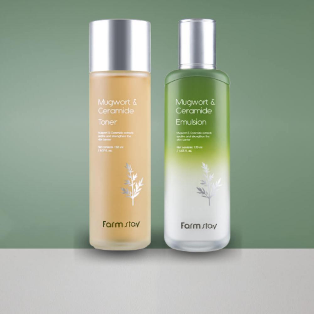 

Farmstay Mugwort Dry-Skin Relief Toner & Emulsion Set – 150ml + 120ml Hydrating Korean Skincare