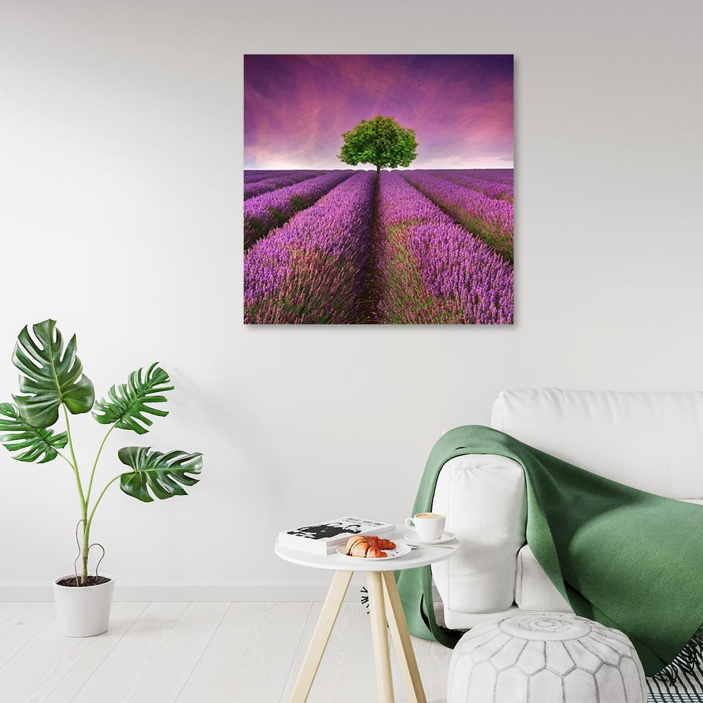 Canvas Print Lavender Field with Tree