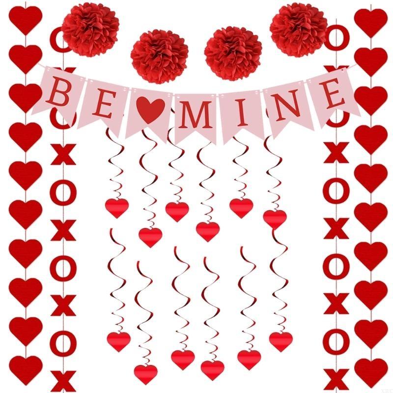 Valentines Day Party Decorating Hanging Banners Garlands Party Accessories X3UC