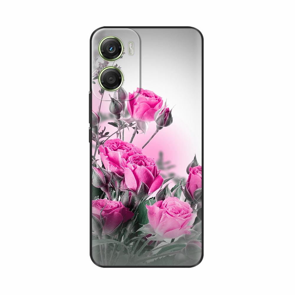For Motorola Moto G06 4G Case Hot Flowers Painted Soft Black Silicone Phone Cases Bumper For Motorola Moto G06 4G Protect Cover