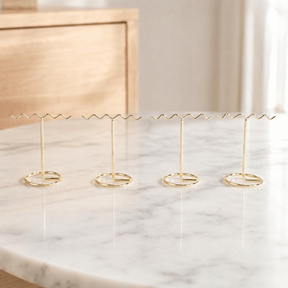 4pcs Light Gold Jewelry Display Rack T Shaped Earring Organizer Stand Home Storage