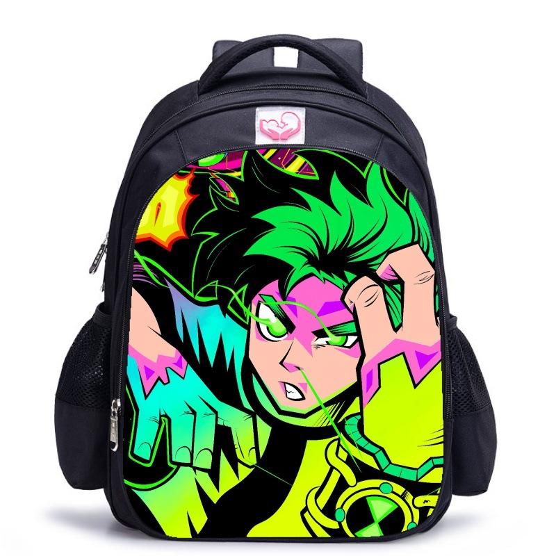 Ben10 Teenager Hacker Klassische Schwarze Schultasche Jungen Entlastende Rückenstütze Schultasche Grundschüler Tägliche Schulrucksack