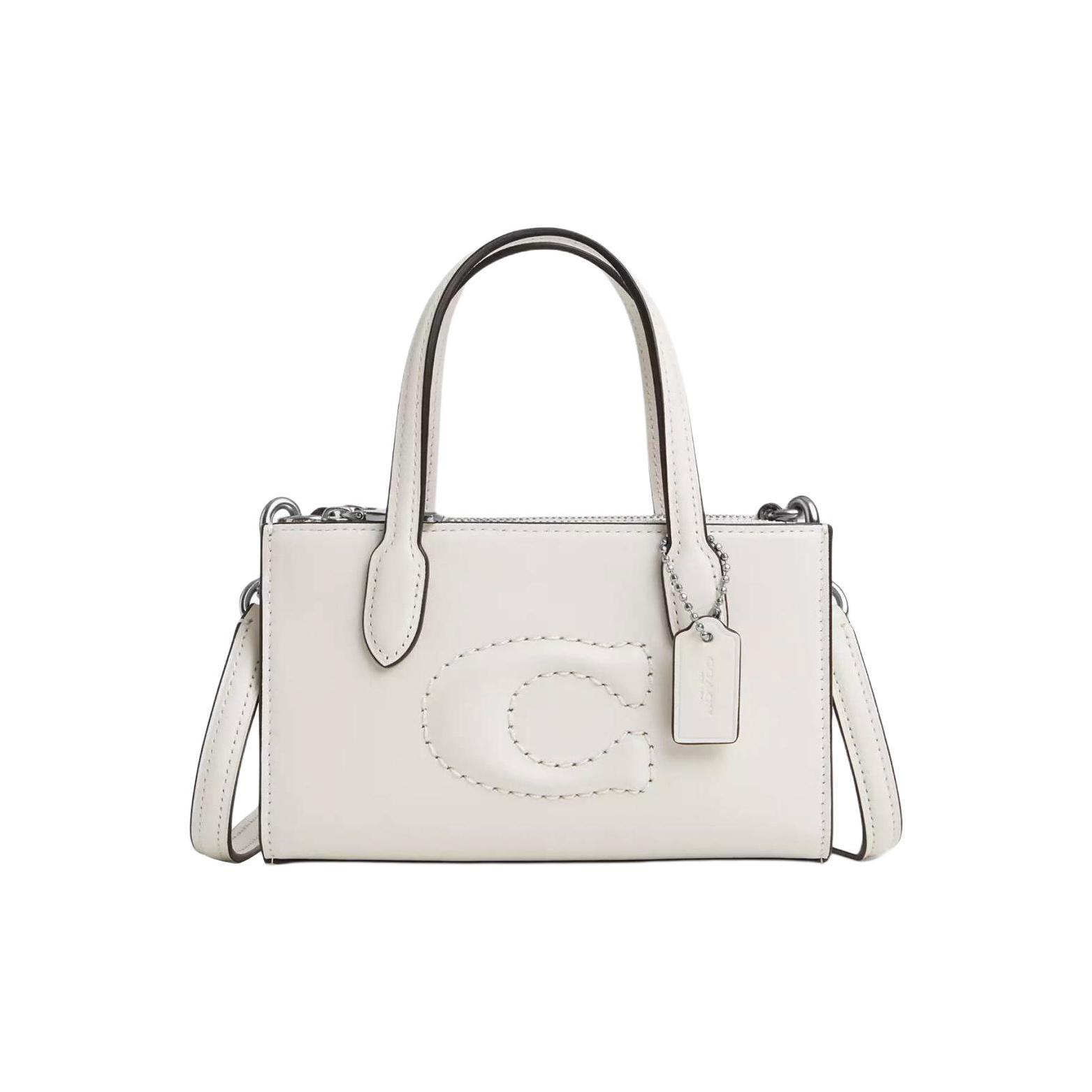 Coach Nina 17 Monochrome Logo Magnetic Snap Crossbody Bag Women handbags Silver White CT804-SVHA Basic Set BagDust Bag 24990₽