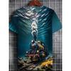 Großes Herren Zugmuster 3D-gedrucktes Herren Rundhals Kurzarm T-Shirt Sommer Mode T-Shirt Lässig Bequem Vielseitiges Oberteil