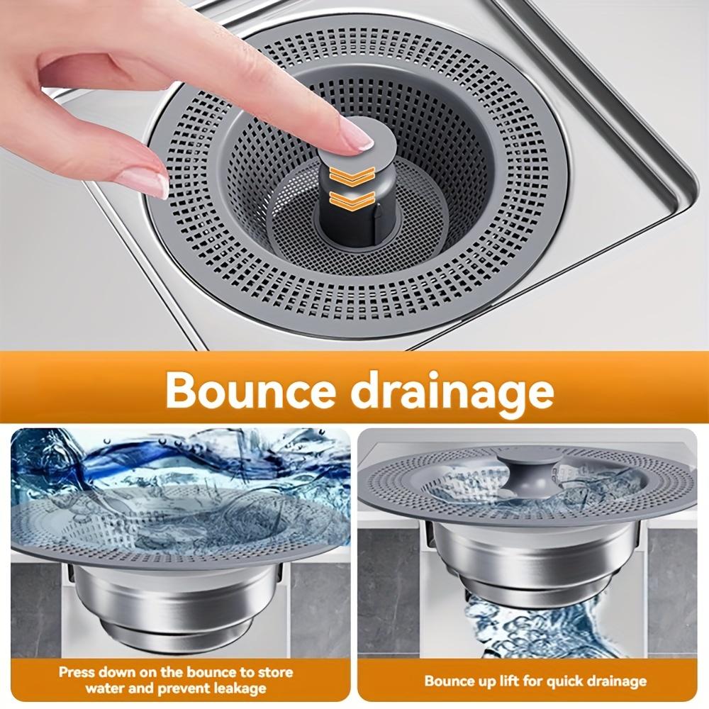 Kitchen Sink Strainer 304 Stainless Steel Leak Proof Plug and Pressure Design Core Fine Filter Safet Sink Drain Strainer