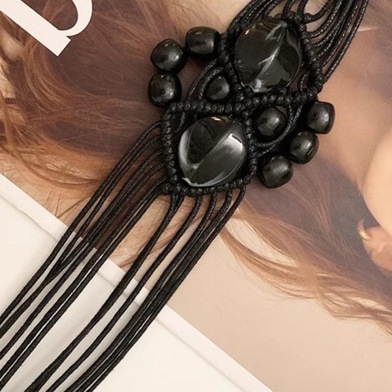 Vintage Bohemian Waist Belt Self Knotted Braided Wax Rope Waistband Dress Chain Belt Decorative Belt Women Accessories