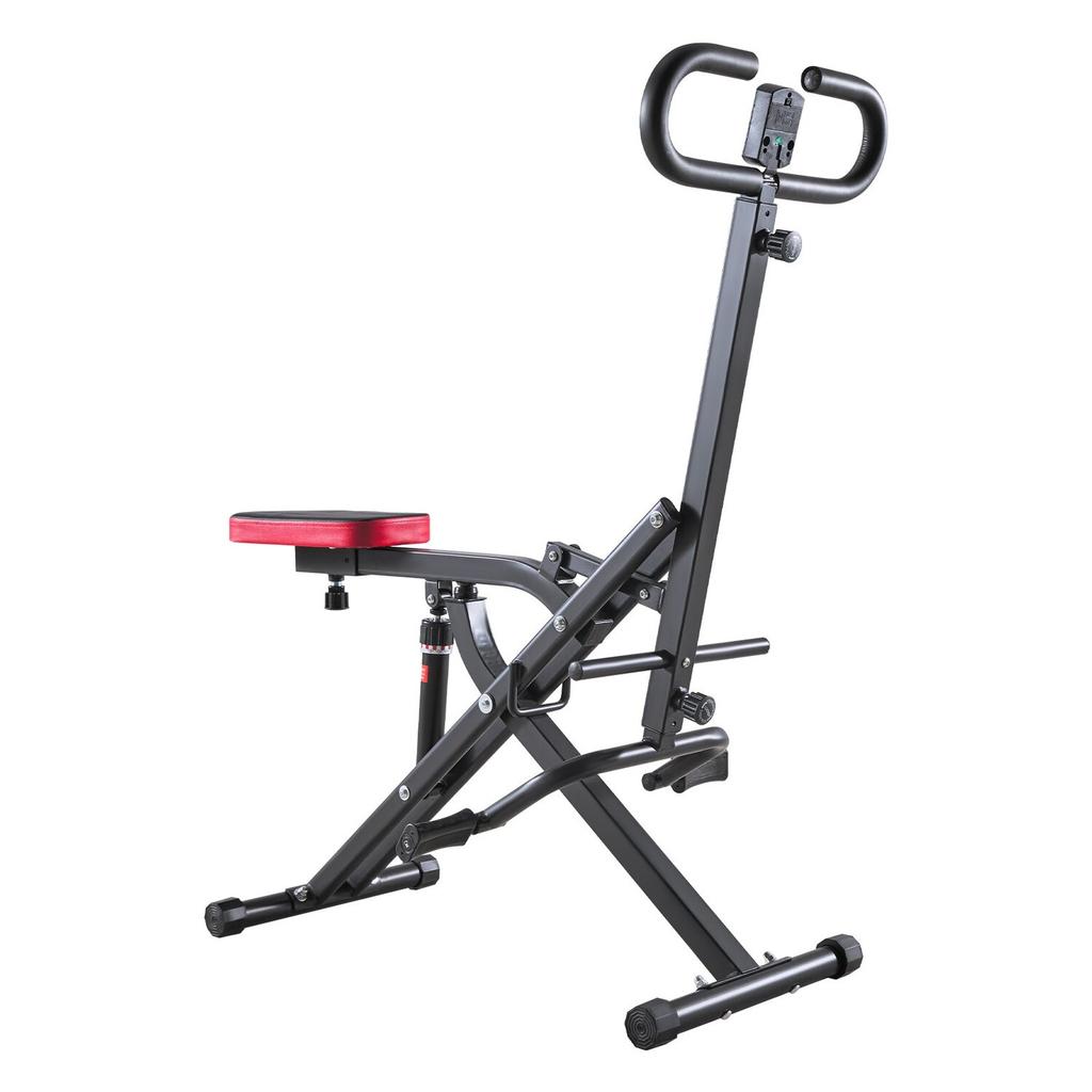 Squat Machine, Deep Squat Rowing Machine for Home, Easy Setup & Foldable Exercise Equipment, Glute Trainer Machine with 12-Gear Adjustable Resistance,