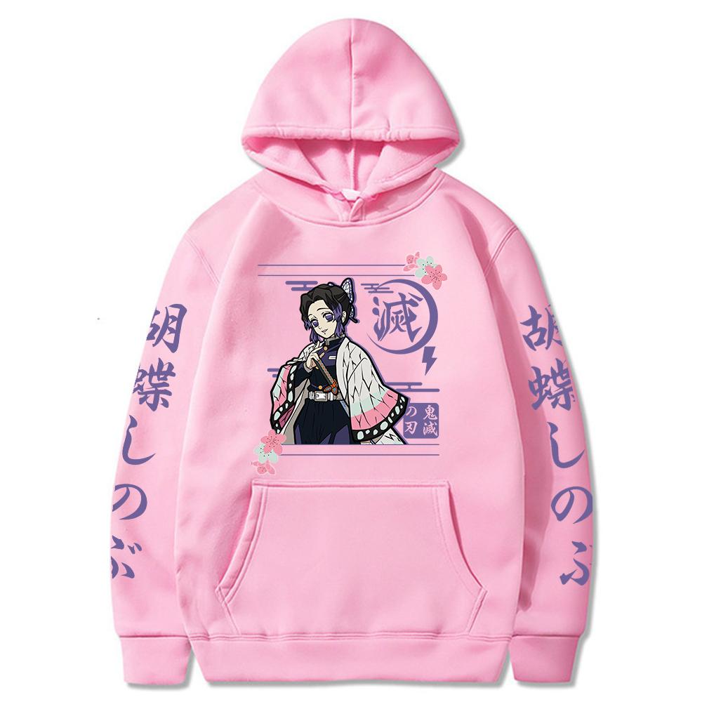 

Манга Аниме Demon Slayer Kochou Shinobu Толстовки Женская уличная одежда Harajuku Aesthetic Butterfly Girl Oversize Hoodie Clothing XL розовый