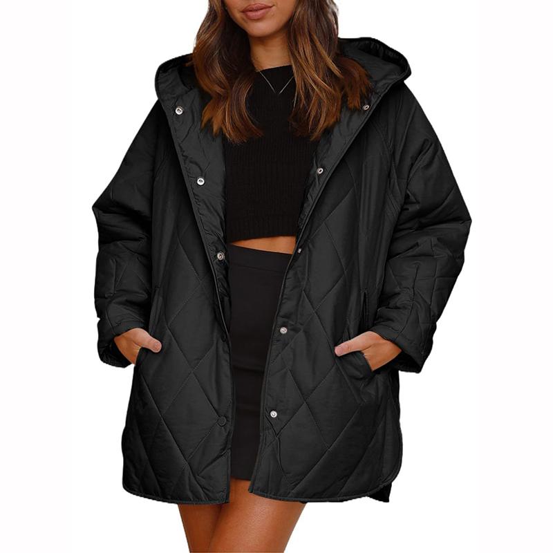 

Autumn Winter Fashion Jacket Coat Women s Parkas Casual Curled Edge Hooded Padded Coat Lattice Outerwear XXS