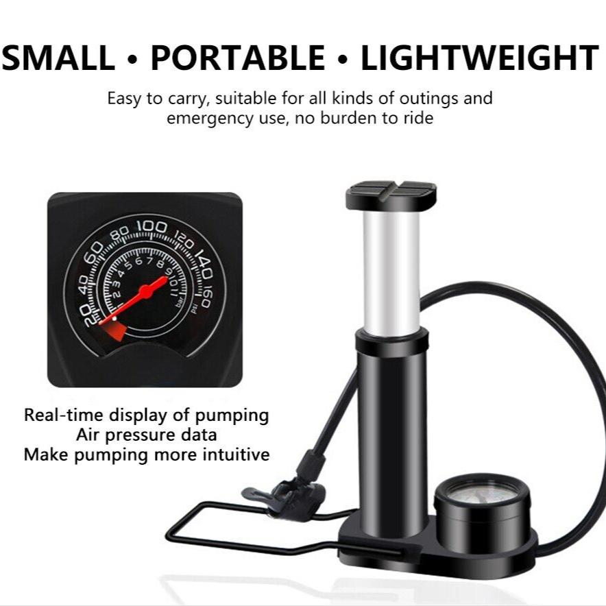 Велосипедный насос Мини Портативный велосипедный ножной насос с манометром Аксессуары — фото 9