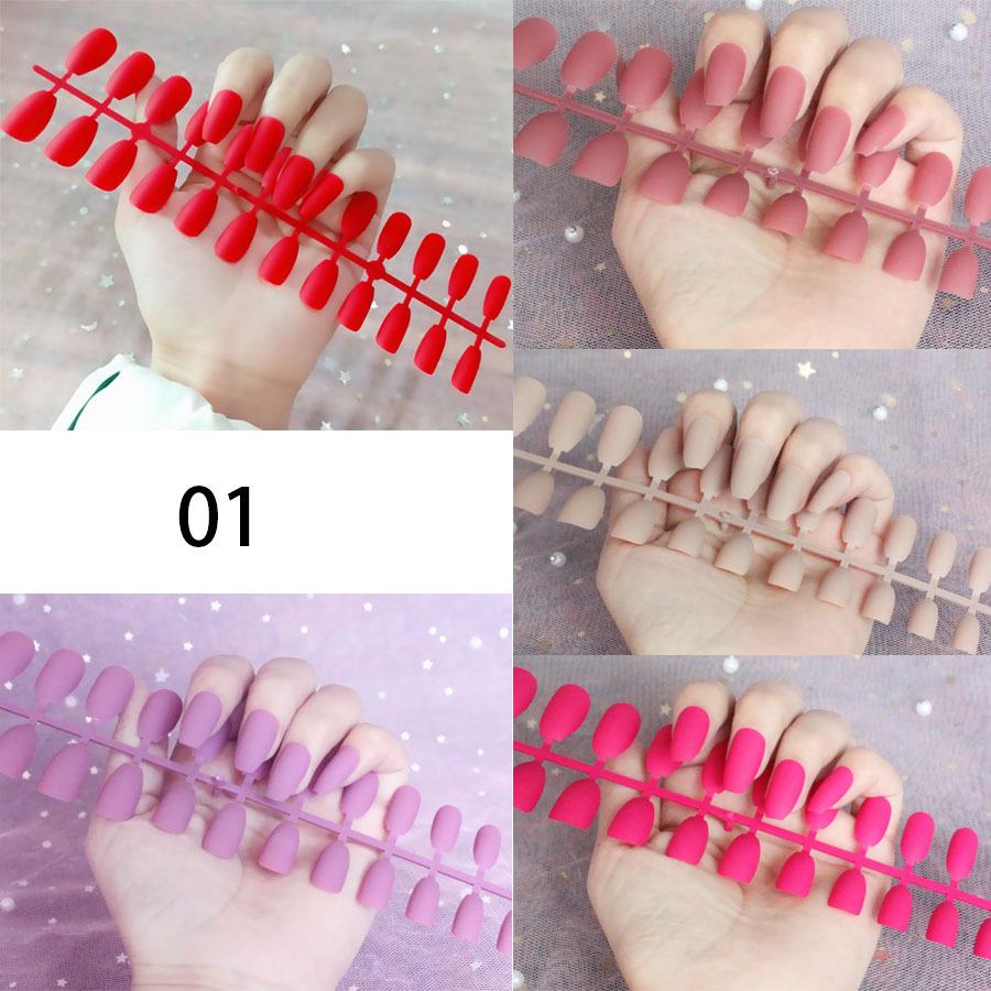 5pcs/box Quick Nails DIY Matte Ballet False Nails Solid Color Finished Nail Art Wear Matte Nail Art  Press On Nail