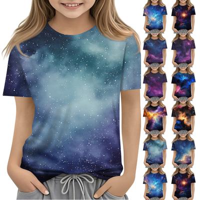 Toddler Girl Boy Shirt Cute Starlit Sky Printed T-Shirts Kids Shirts 1-15Y