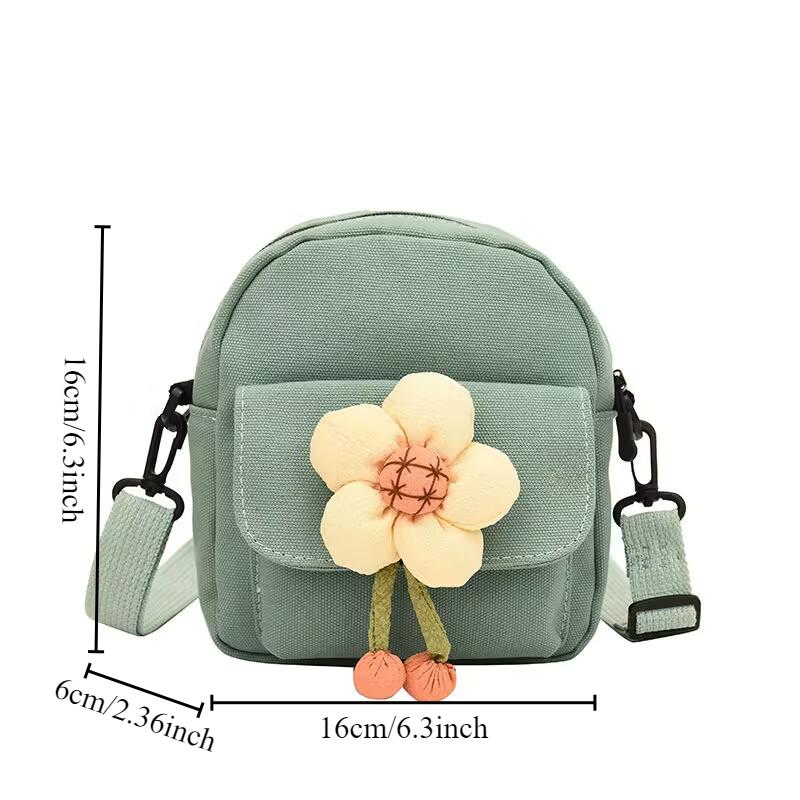 New Cute Flower Shoulder Crossbody Bag Cute Canvas Large Capacity Commuter Bag Phone Women's Bag