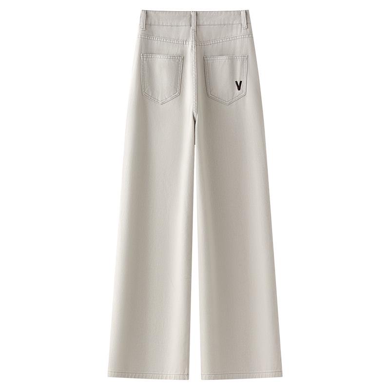 Women's 2025 Spring Off-White High-Waisted Slimming Loose-Fit Jeans