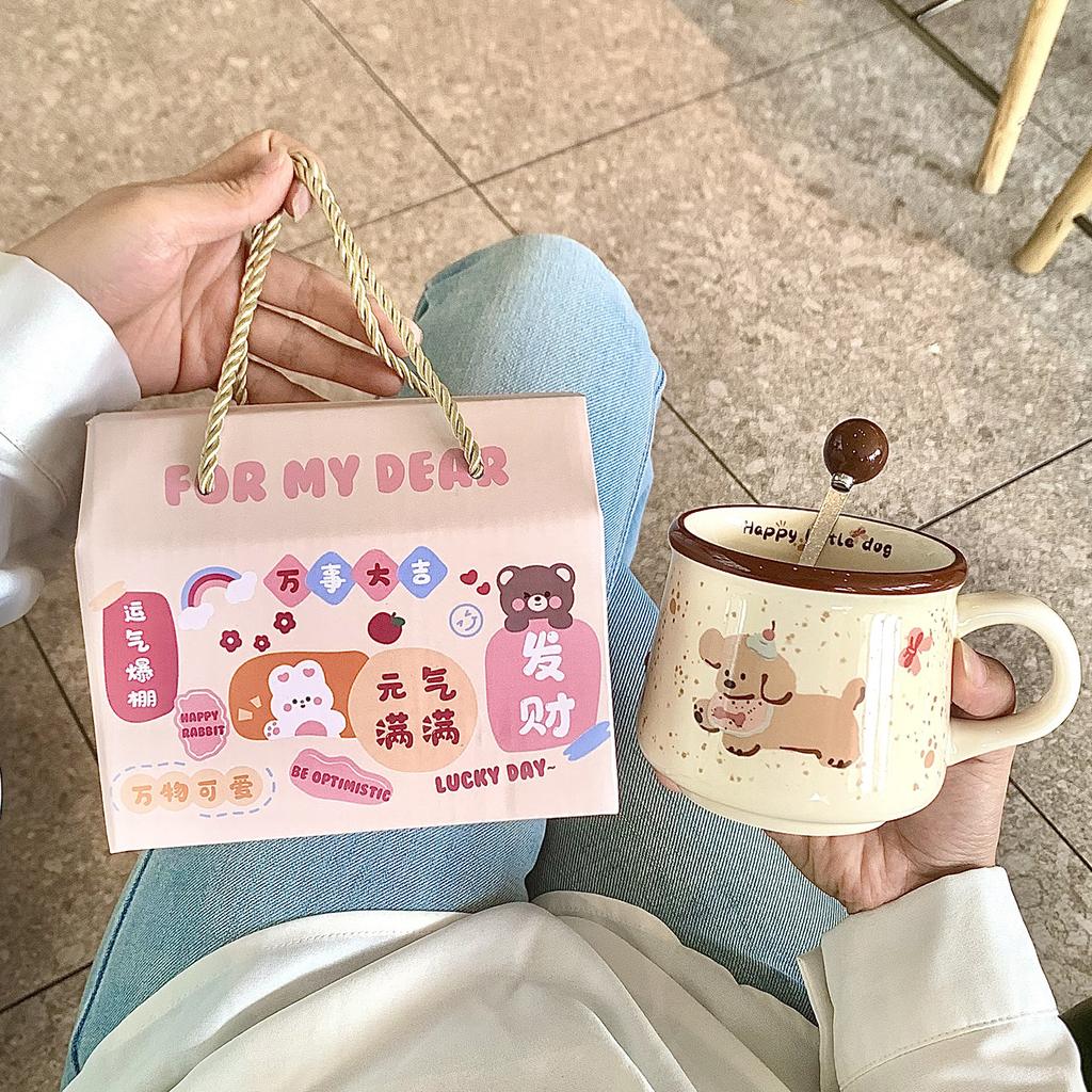 High-value Ins Wind Mug, Cute Puppy Coffee Cup, Household Ceramic Water Cup, Birthday Gift for Girls