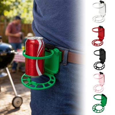Jijijing Foldable Belt Drink Holder with Stable Buckle, Anti-Slip Hands Free Beverage Carrier Clip Waist Cup Caddy, Portable Outdoor Camping