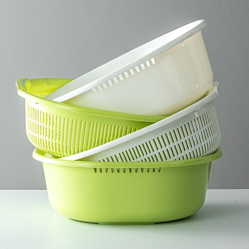 JINGRUIXIANG Plastic Kitchen Drain Basket and Wash Basin Set