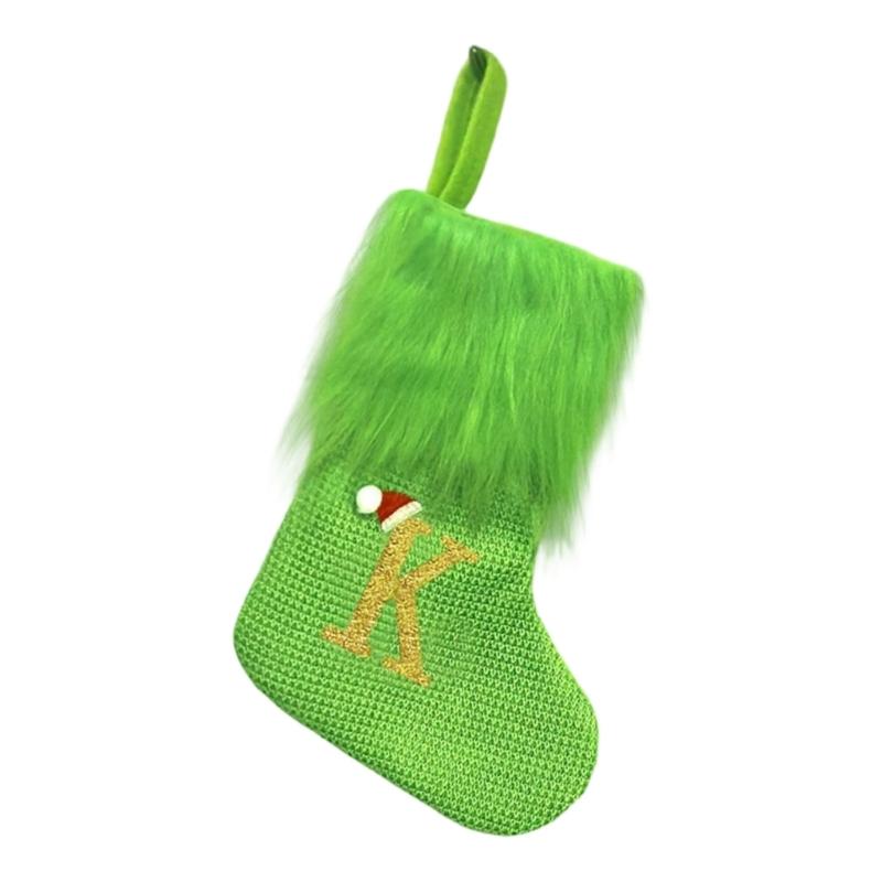 Holiday Sock Durablility Hanging For Candy Gifts Holder Festival Decoration Classical Christmas Letter Knitted Stocking