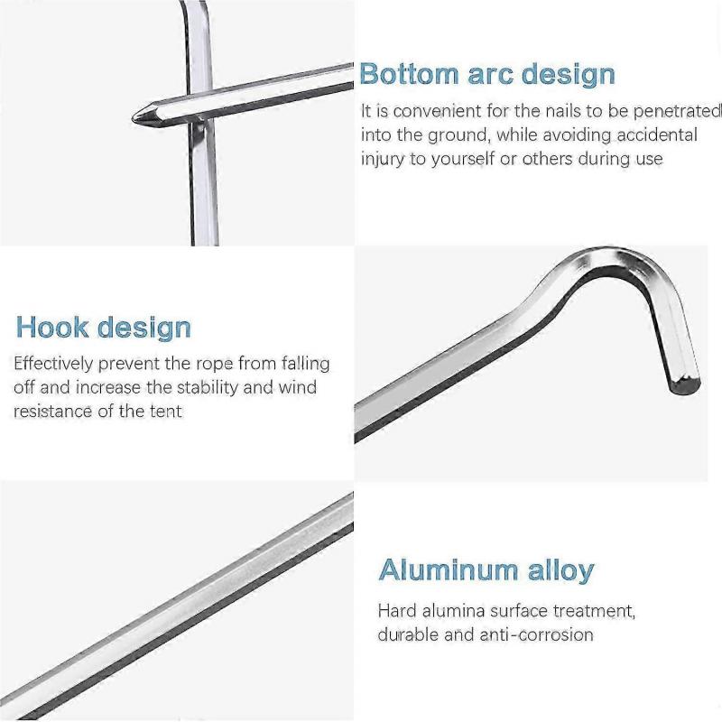 Aluminum Tent Pegs, 18 Pieces 18 Tent Nails Tent Hooks Tent Peg Hard Ground Tent Pegs Camping Pegs Camping, For Gardening Camping Tents
