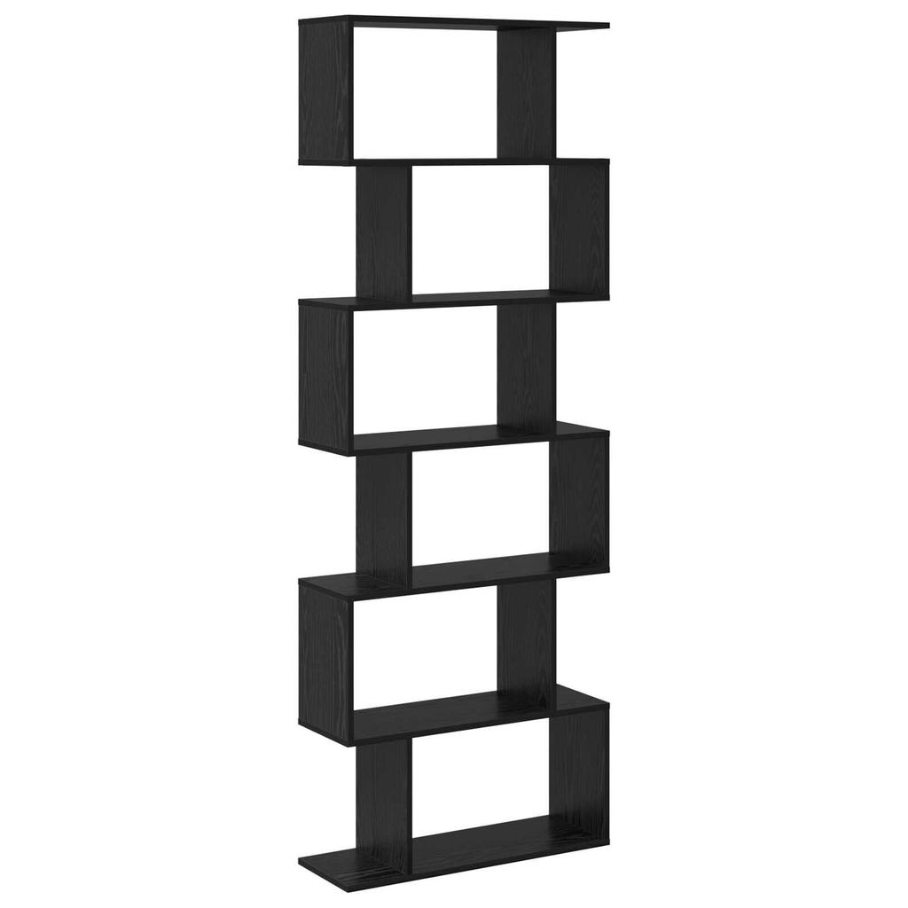 Black layered bookshelf, open plant rack, display and storage shelf for the foyer, living room, and study, 70x24x193.5 cm