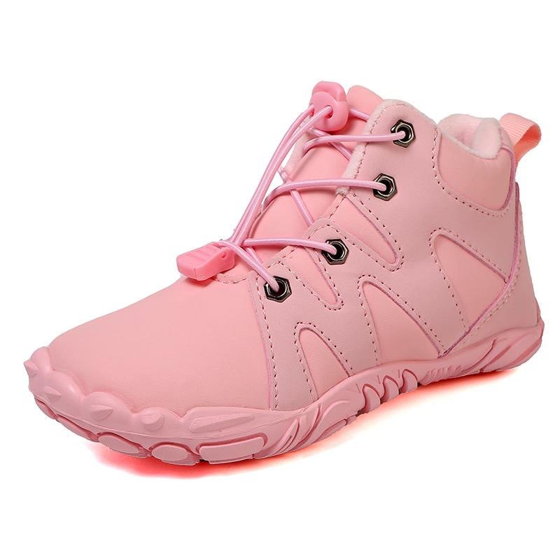 

KIDS New Wide Toe Barefoot Snow Boots Boys Girls Winter Minimalist waterproof Sneakers Girls Boys Non-Slip Warm Snow Boots 27 рожевий