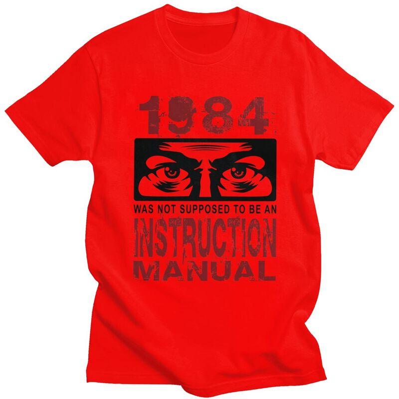 

Male George Orwell 1984 T Shirts Streetwear Short Sleeves Pure Cotton Tshirt Leisure Novelty Creative Graphics Tees Shirt S