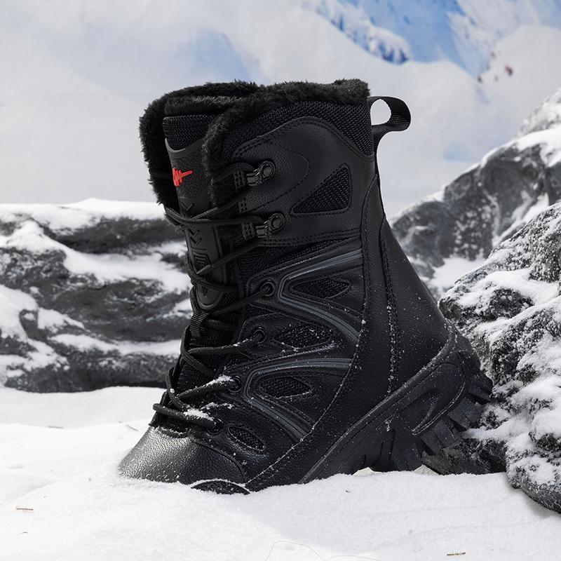 Mens High-top Winter Boots Retro Combat Boots Outdoor Boots Wear-resistant Snow Boots
