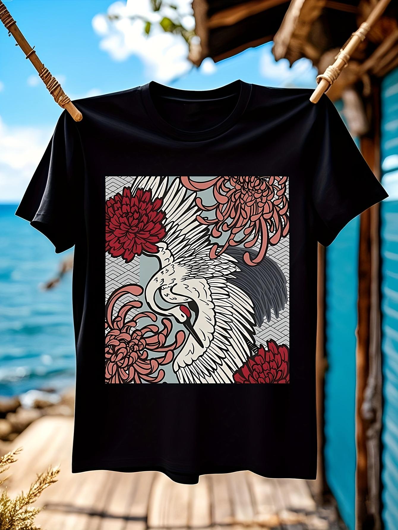Japanese Crane Graphic Tshirt Graphic Tshirt L