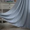 Curtain Half Blackout Cotton Linen Stripe Embroidery Orange Tassel American Curtain for Bedroom Bay Window Curtain Finished