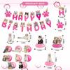 Cat Birthday Party Hanging Swirls - NOVBAUB 20PCS Lovely Pink Cat Birthday Party Supplies Honeycomb Centerpieces Cute Cat Theme Birthday Party