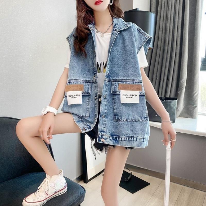 

Ковбойский жилет, куртка женская, свободная, корейская версия, студенческая, весна-лето-осень, жилет, кардиган, можно надеть на плечо, застежка для лошади L