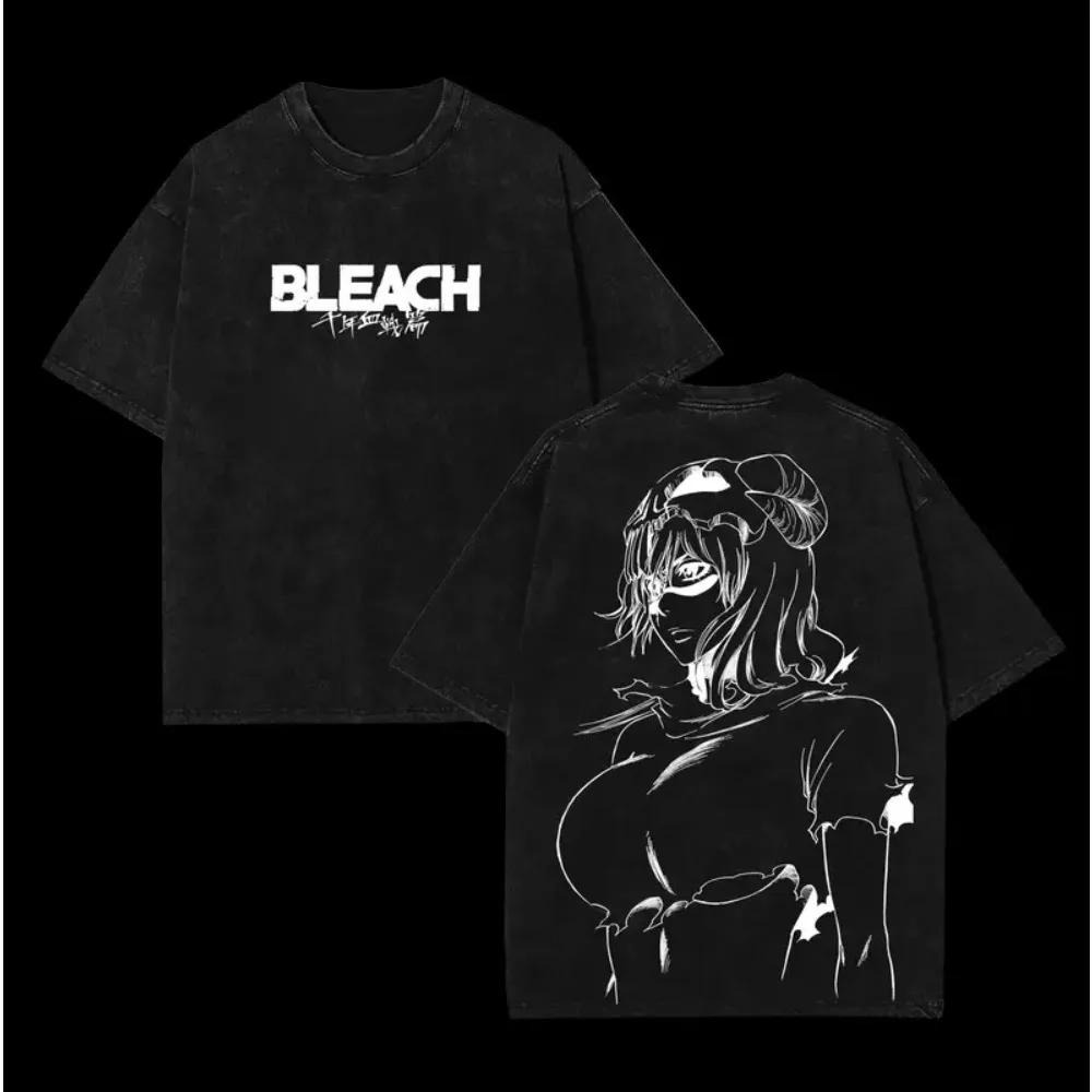 T-shirt Stampata BLEACH Nelliel Tu Odelschwanck Uomo Donna Cotone Lavato Magliette Manga Vintage T-shirt Harajuku Manica Corta T-shirt