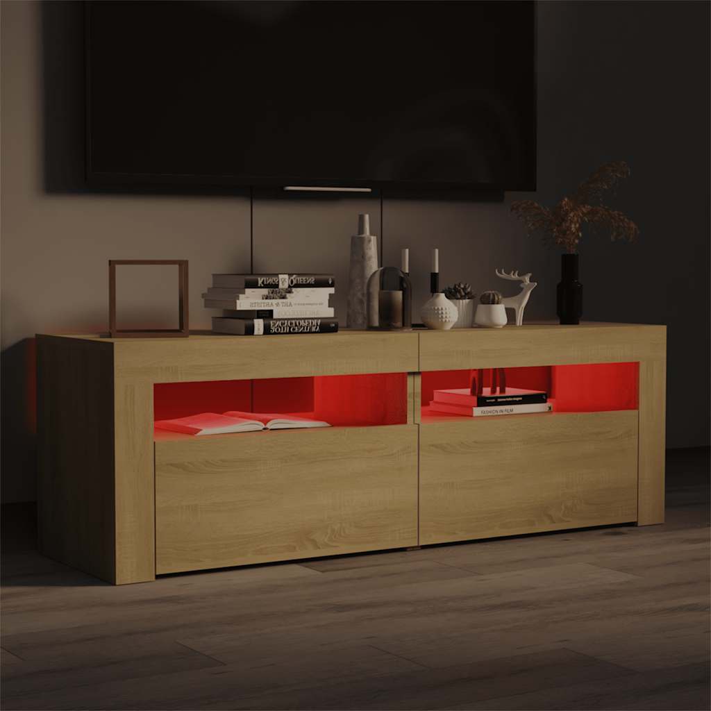 TV Cabinet with LED Lights Sonoma Oak 120 x 35 x 40 cm