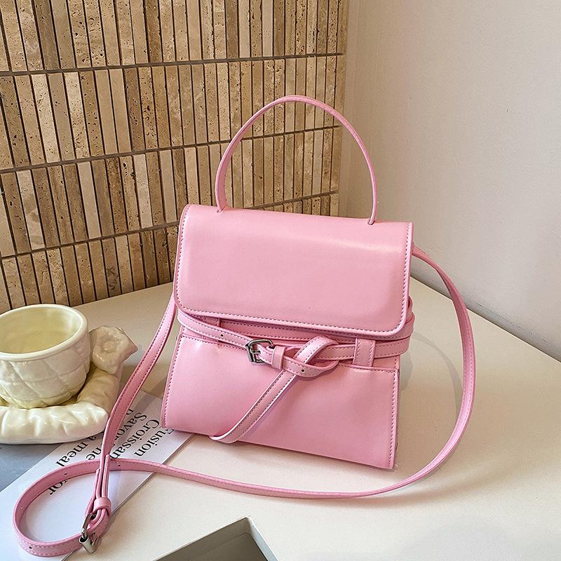 Mini Structured Crossbody Bag with Top Handle and Belt Detail Elegant Women's Shoulder Bag for Daily Use and Fashion Outings
