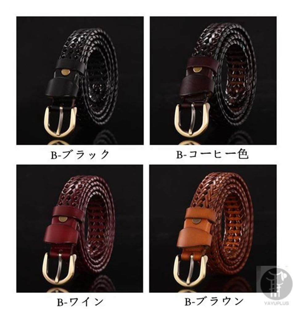 [YAYUPLUS] Genuine Leather Belt, Cowhide, Unisex, Mesh Belt, Adjustable Height, Men's & Women's, Business (A-Coffee, F)