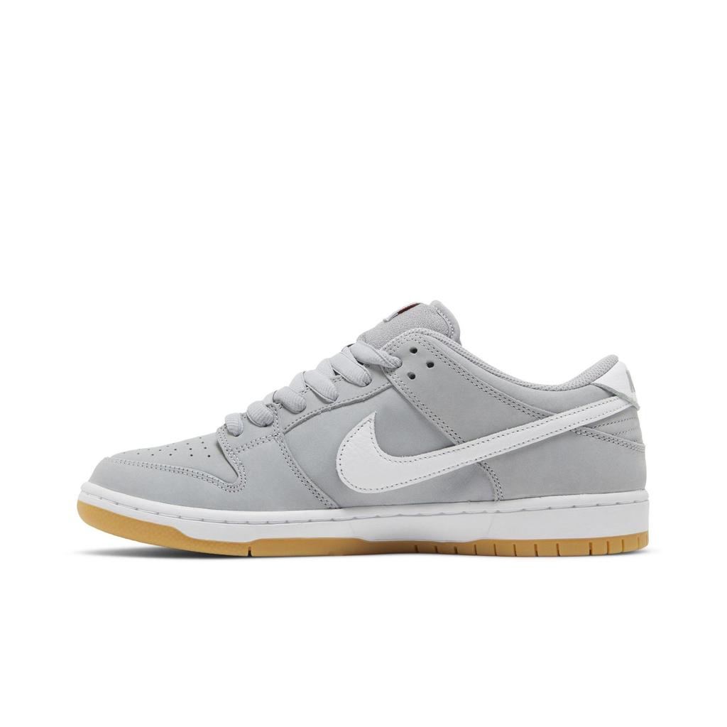 Nike Dunk Low Pro ISO SB 'Wolf Grey Gum' (Unisex) Wolf Grey / White / Wolf Grey / Gum Light Brown / Pure Platinum / Safety Orange Skateboard Shoes