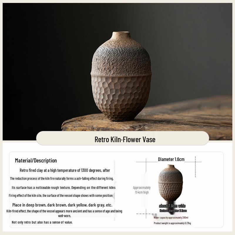 Wabi-Sabi Retro Pottery Vase for Living Room and Tea Room