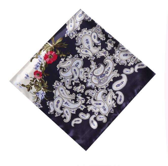 90cm Silk square Scarf Cashew Flower Design Luxury Brand Neckerchief Muslim Headscarf Square Scarf Lady Foulard Female Bandana