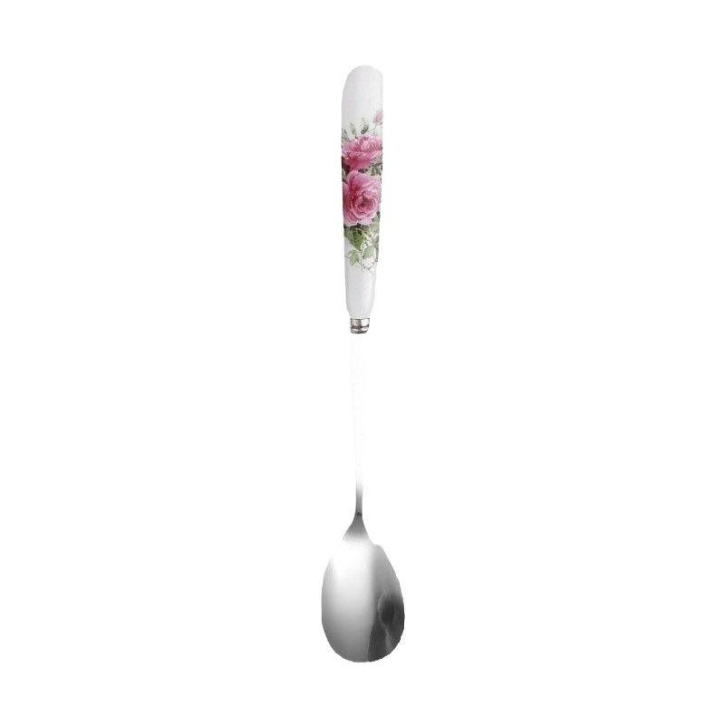 Creative Multi-Color Ceramic Mixing Spoon with Long Handle & Stainless Steel Glaze