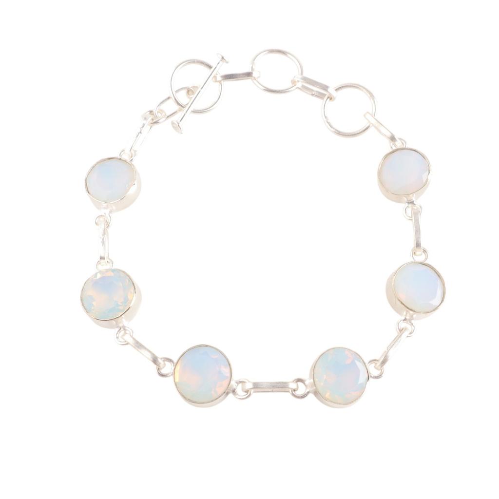 Milky Opal Gemstone 925 Stamped Silver Jewelry Handmade Bracelet Gift For Friend RB-14-19
