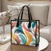 Fashion Colorful Feather Pattern Tote Bag Casual Daily Large Capacity Portable Handbag For Women Outdoor Shopping Travel Use
