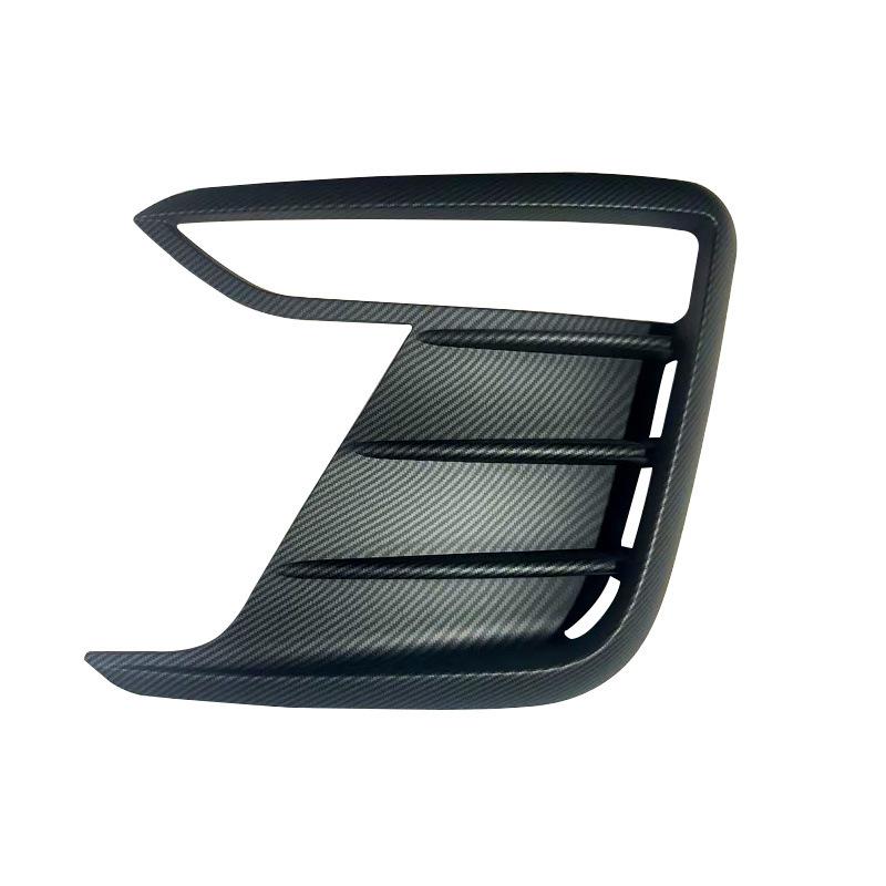 For New Tesla Model Y Juniper 2025 2026 + Glossy Black/Carbon Look Car Front Bumper Fog Light Frame Spoiler Decoration Body Kit